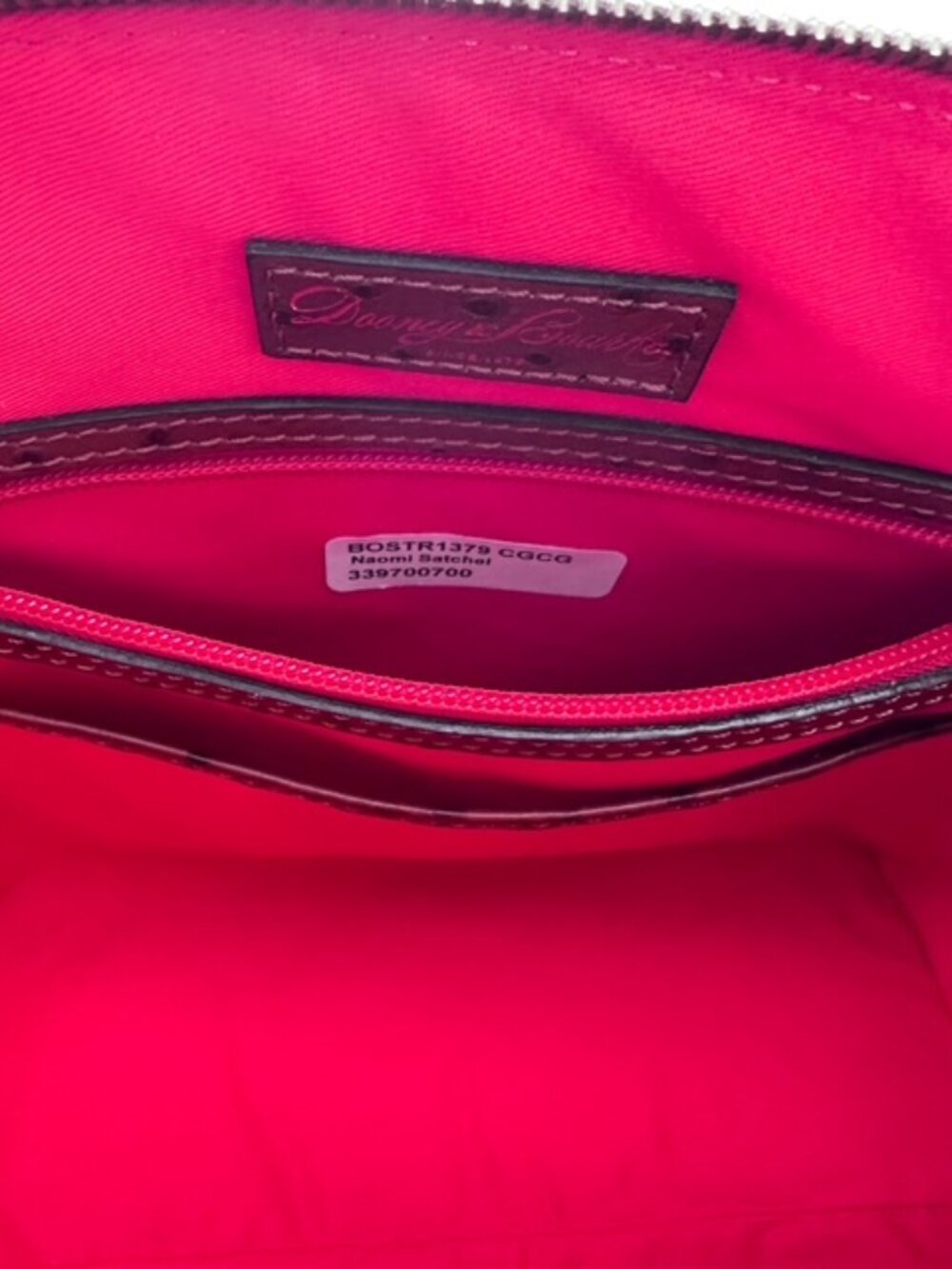 Dooney & Bourke Ostrich Embossed Leather Domed Satchel | Cognac | New with Tags - Picture 13 of 15
